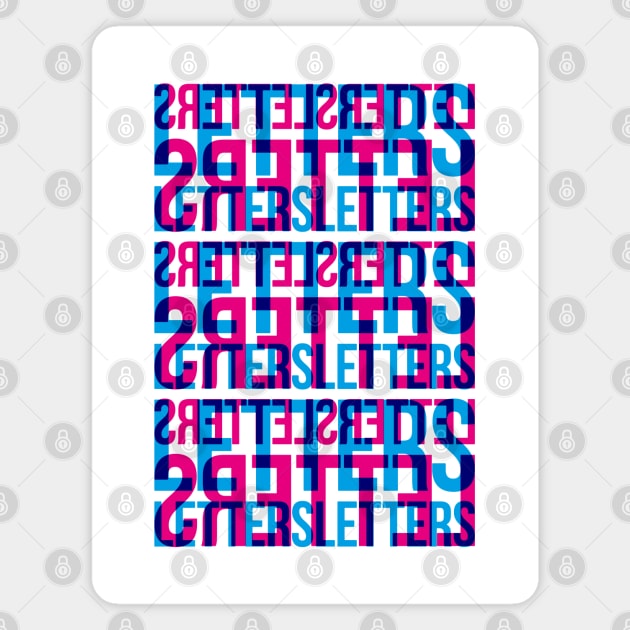 Letters Typography Stack (Cyan Magenta Blue) Magnet by John Uttley